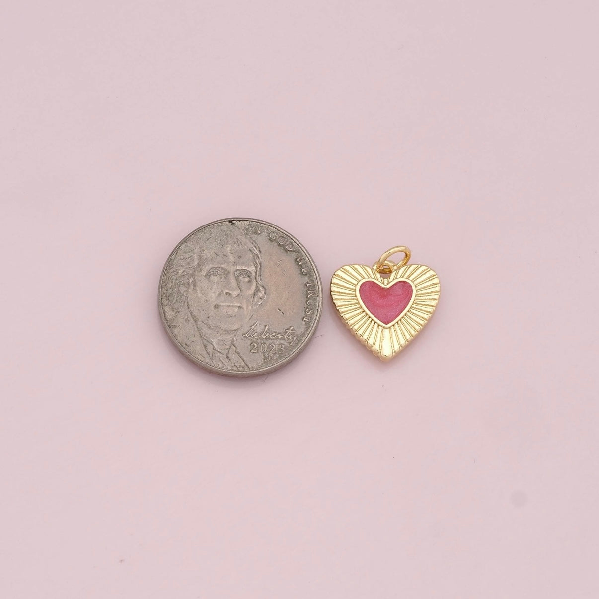 18K Gold Filled Heart + Enamel Heart Charm