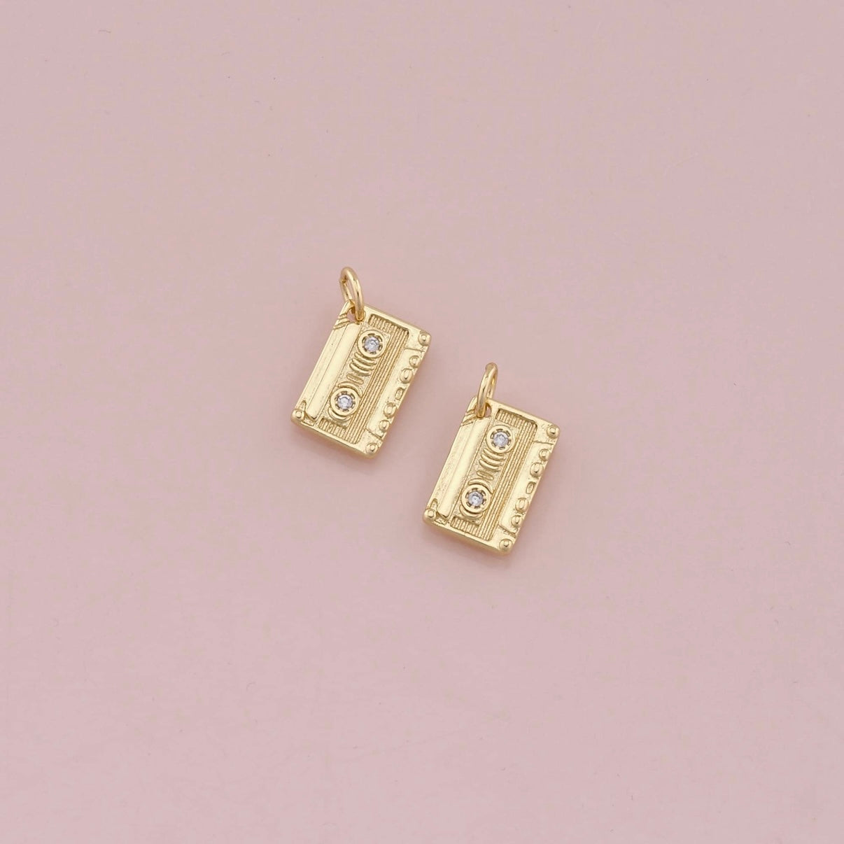 18K Gold Filled Cassette Tape Pendant