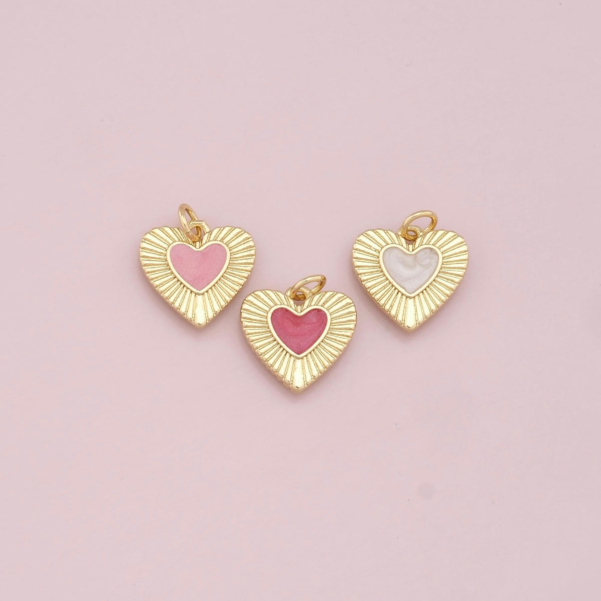 18K Gold Filled Heart + Enamel Heart Charm