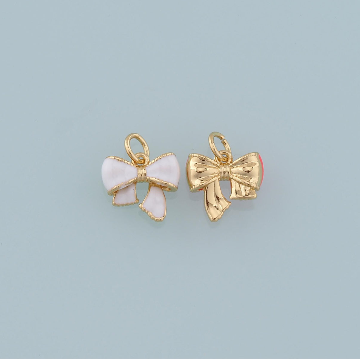 18k Gold Filled Bow Charm + Enamel coloring.