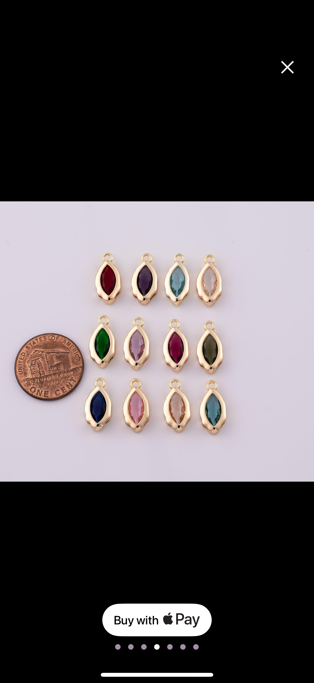 Birthstone - 18K gold filled mini oval cz clear stone pendant eye shape charm mini crystal cz birthstone