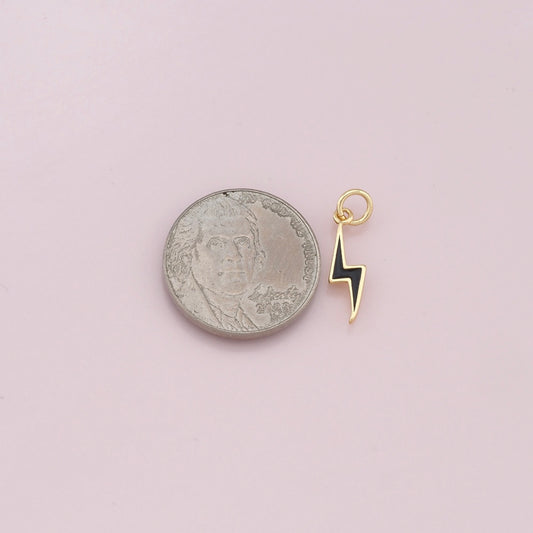 18K Gold Filled Tiny Lightning Pendant + Enamel filled