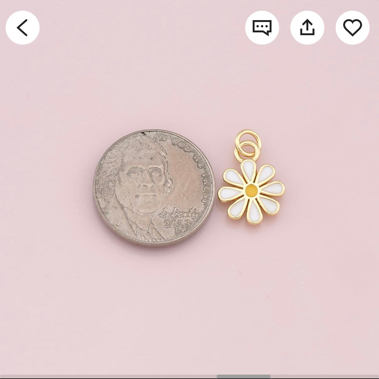 18K Gold Filled Daisy Pendant,Enamel Daisy Charm