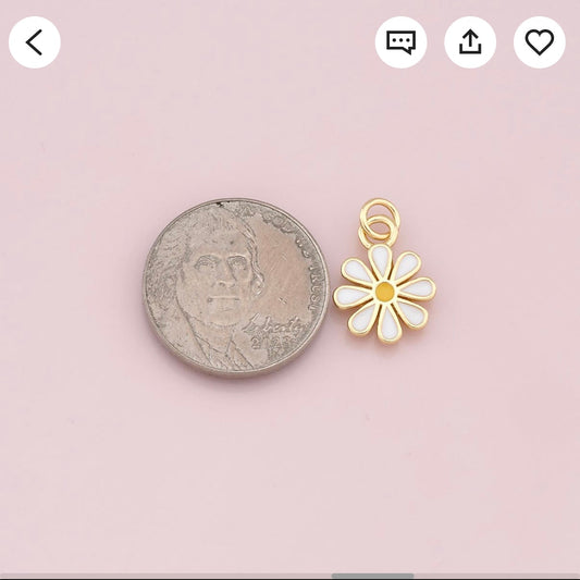 18K Gold Filled Daisy Pendant,Enamel Daisy Charm