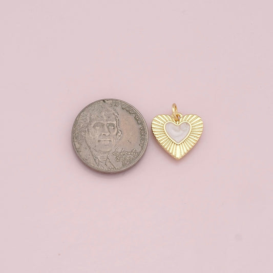 18K Gold Filled Heart + Enamel Heart Charm