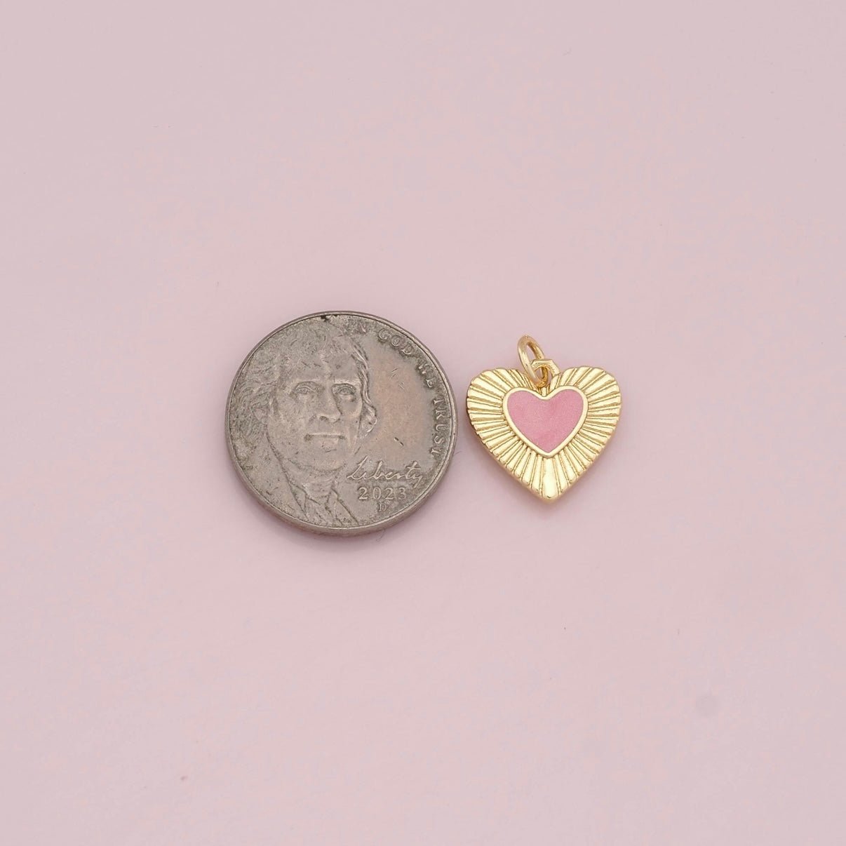 18K Gold Filled Heart + Enamel Heart Charm