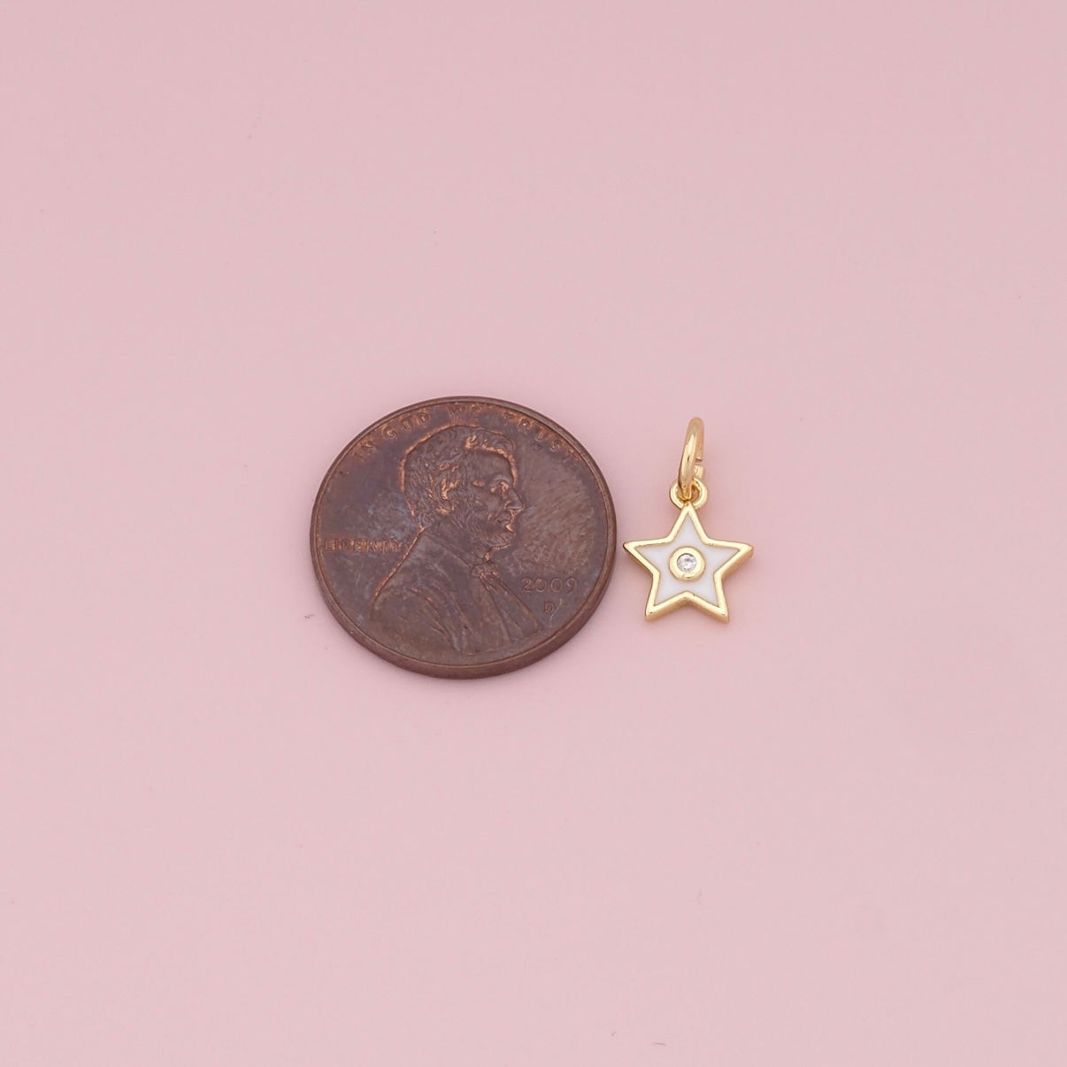 18K Gold Filled CZ Micro Pave Star Pendant - White