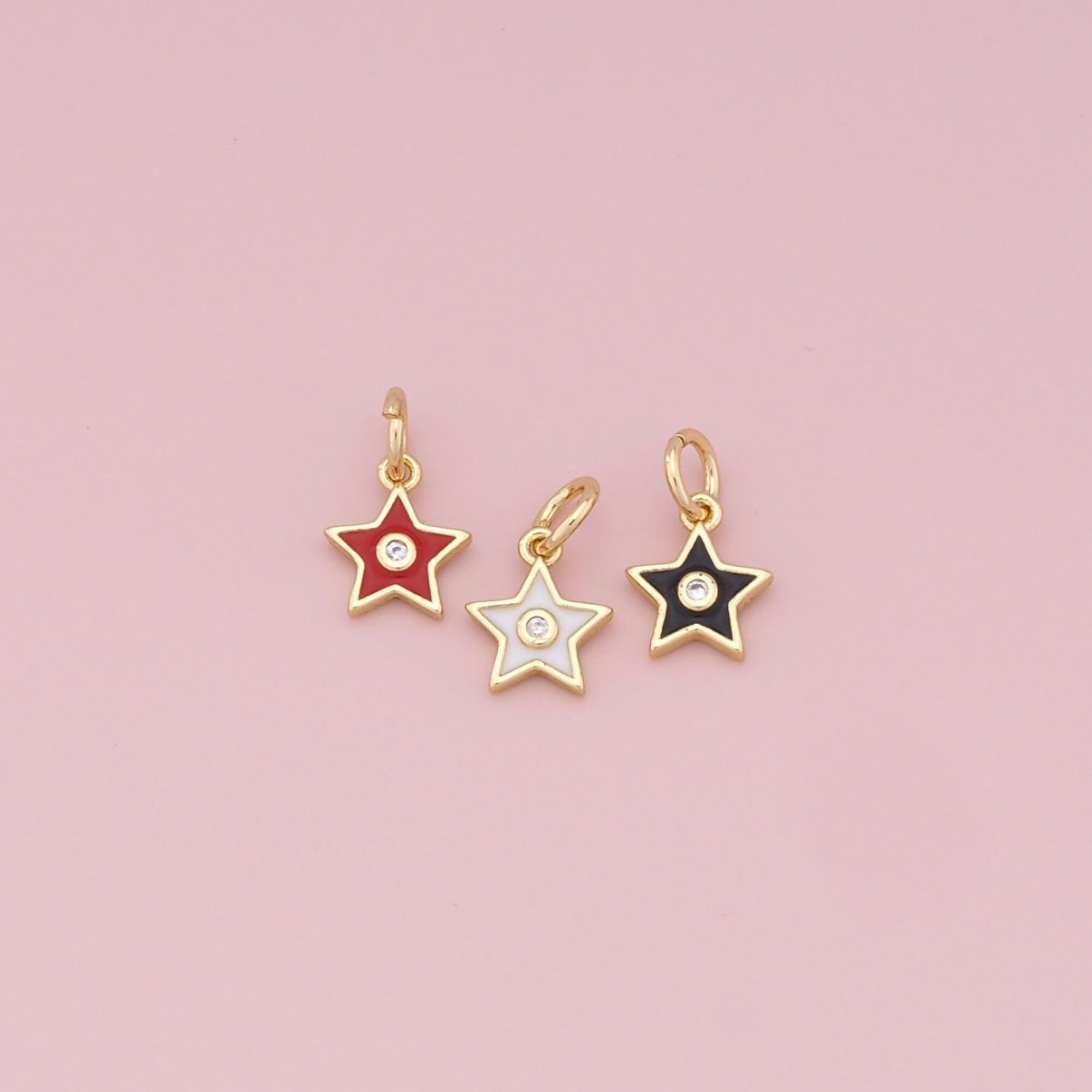 18K Gold Filled CZ Micro Pave Star Pendant - White