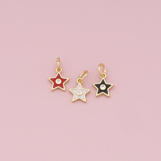 18K Gold Filled CZ Micro Pave Star Pendant - White