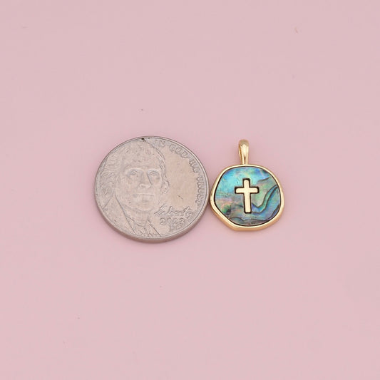 18K Gold Filled Cross Pendant with Enamel