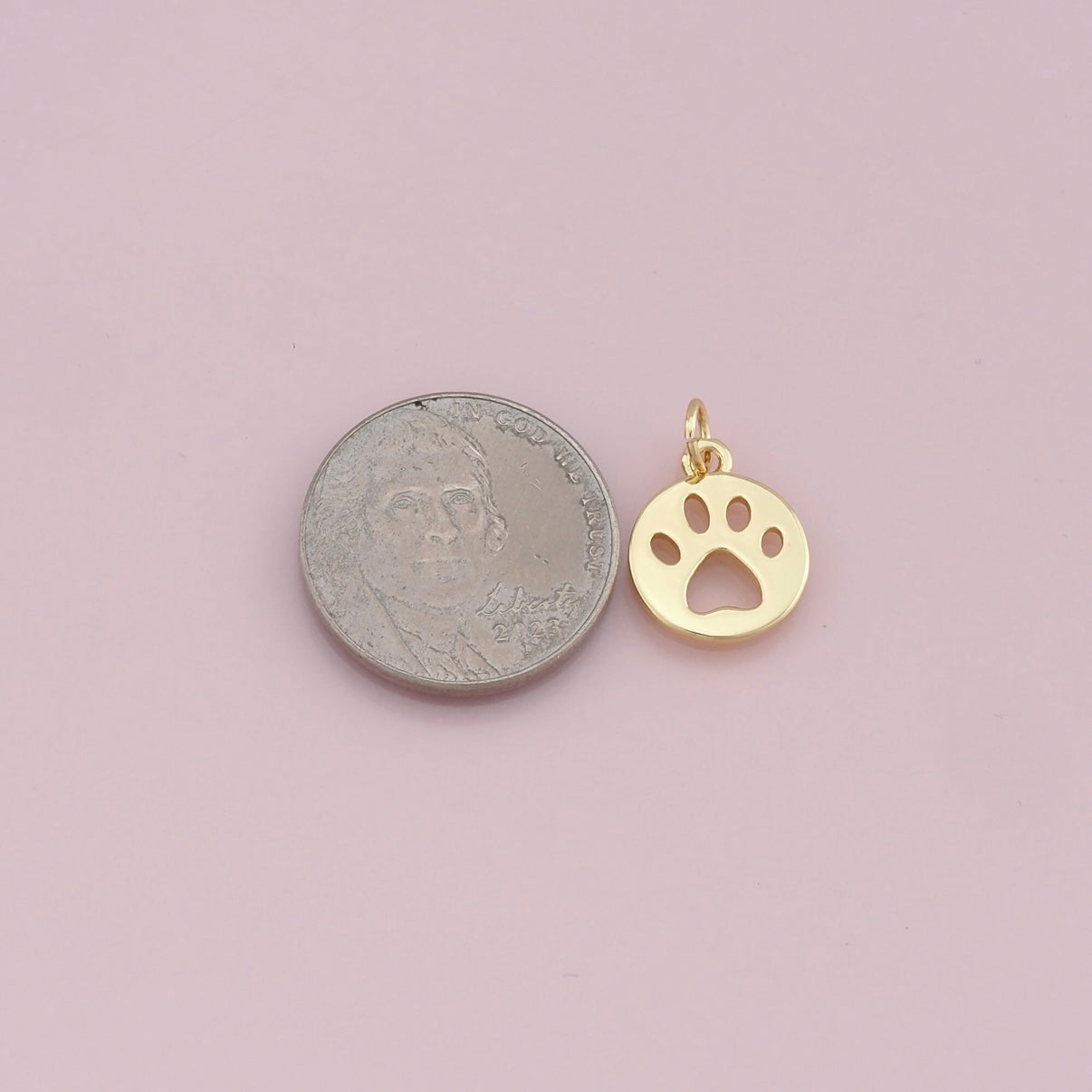 18K Gold Filled Dog/Cat Paw Pendant