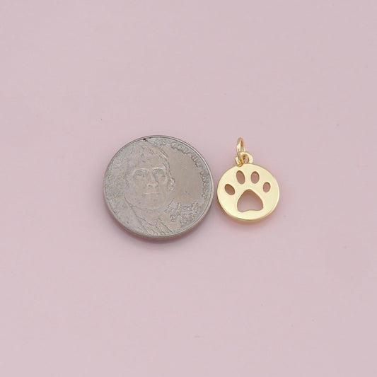 18K Gold Filled Dog/Cat Paw Pendant