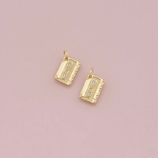 18K Gold Filled Cassette Tape Pendant