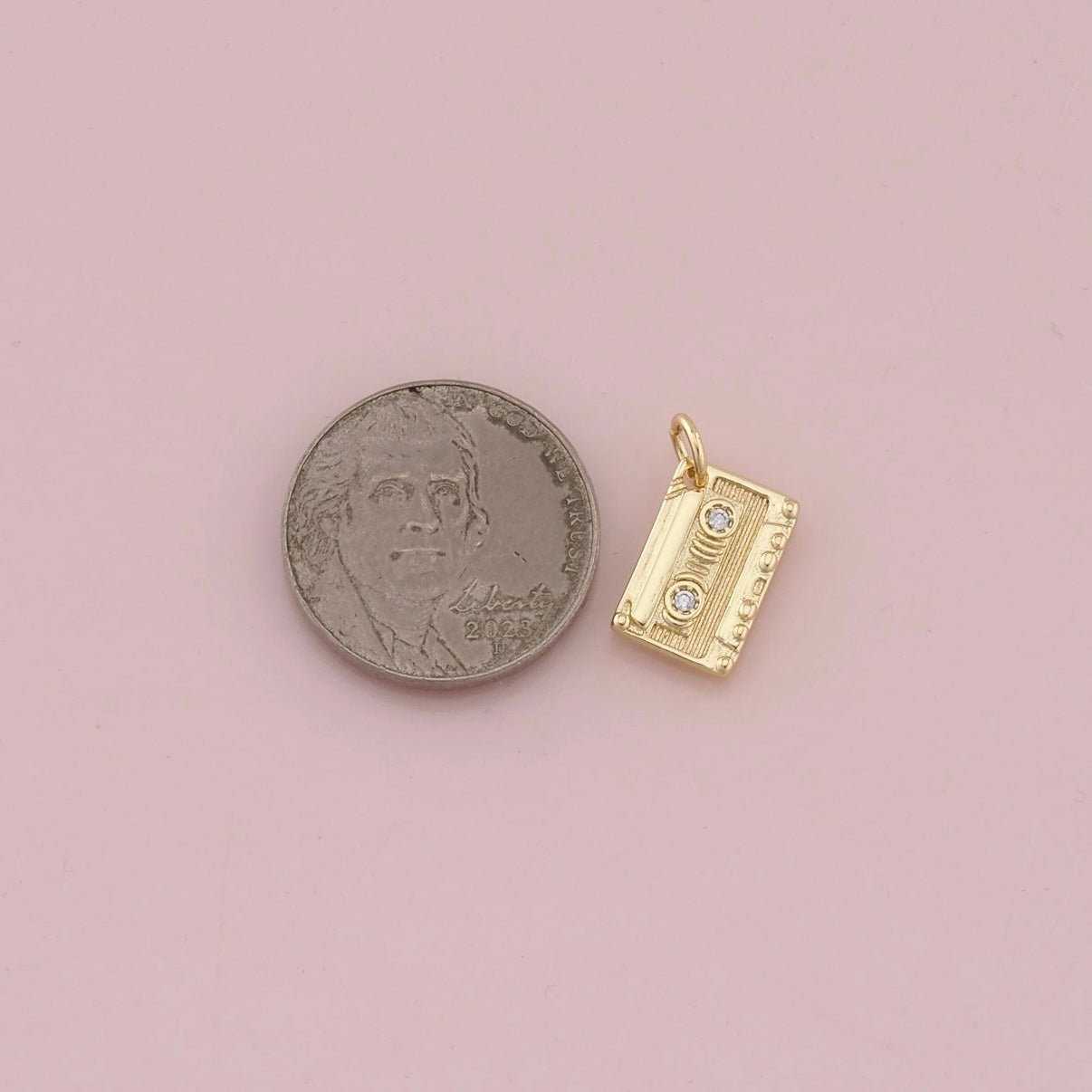 18K Gold Filled Cassette Tape Pendant