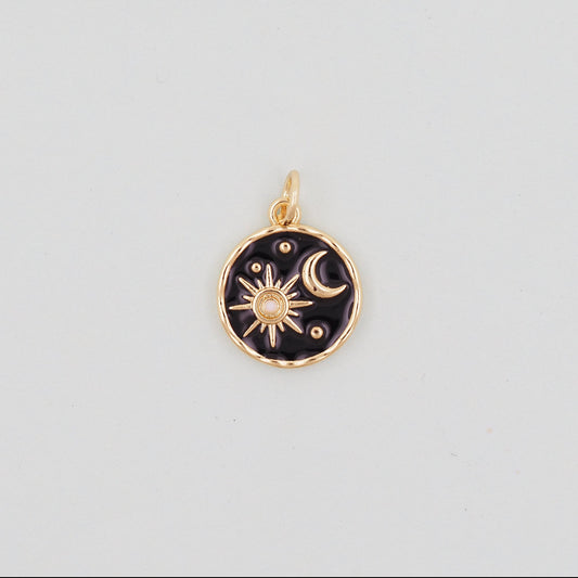 18k Gold Filled Sun/Moon Pendant with Enamel coloring