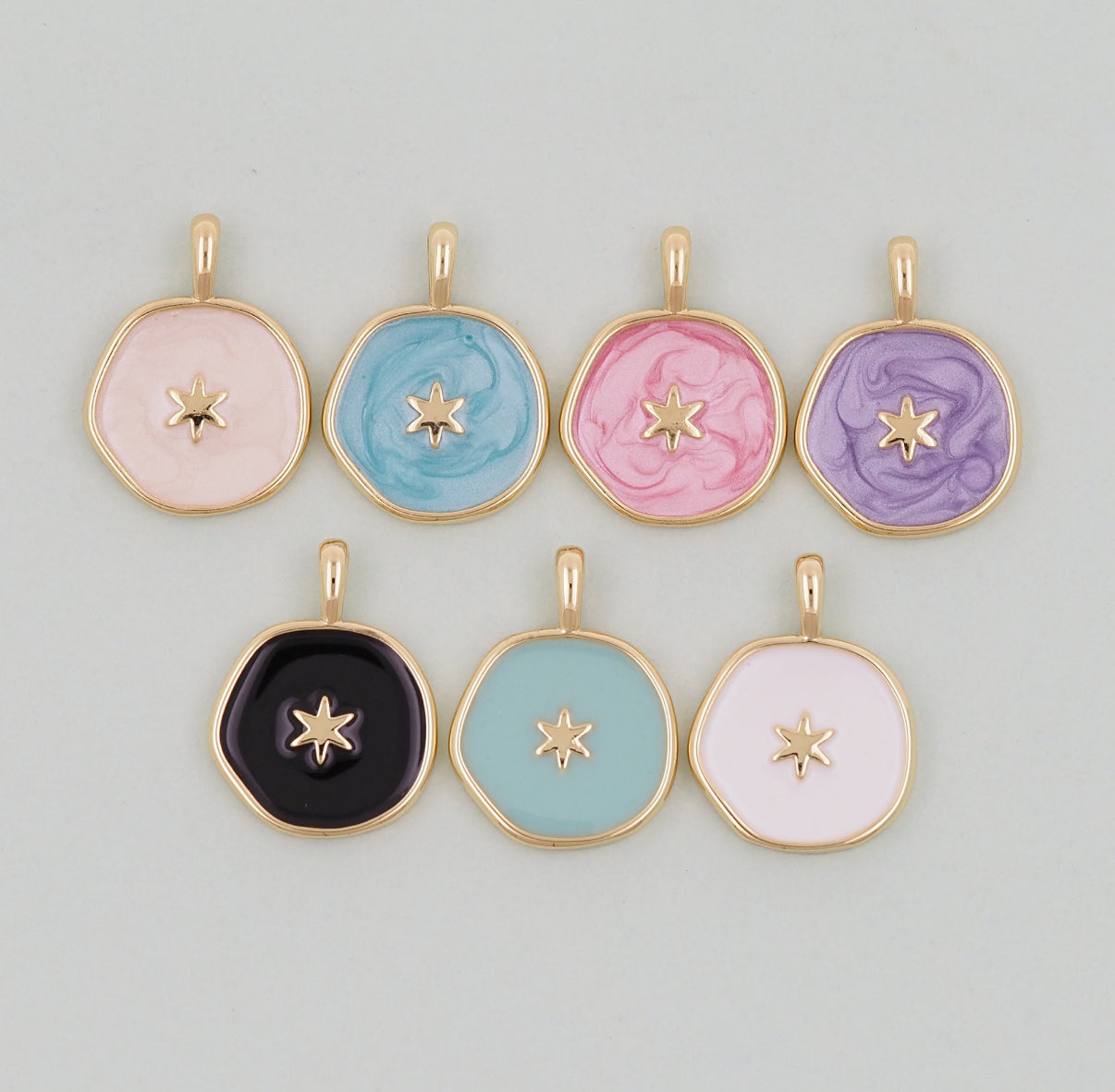 18k Gold Filled North Star Pendant + Enamel coloring