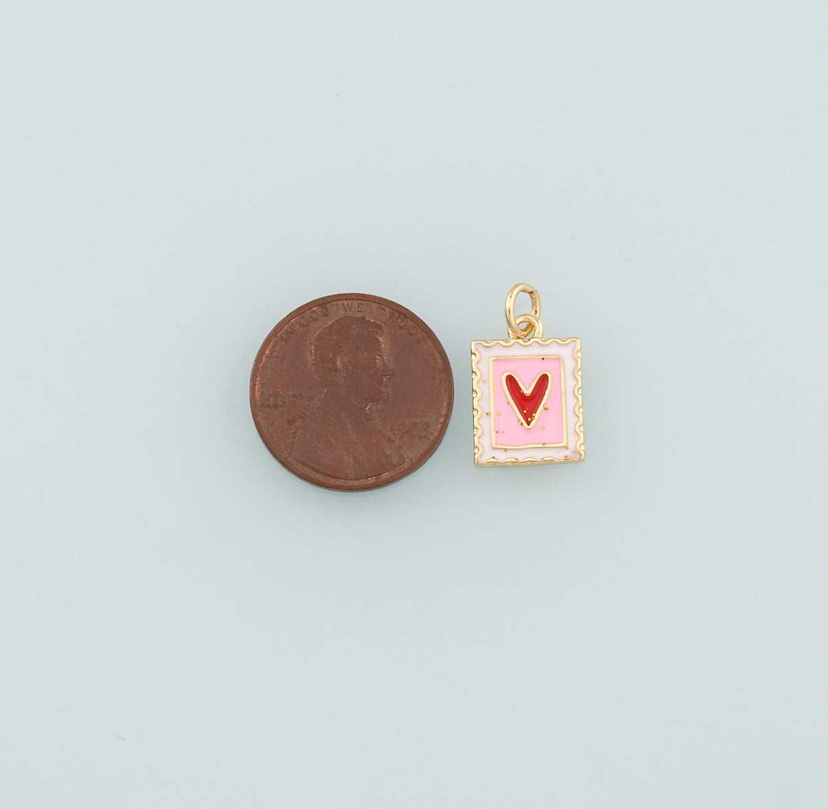 18k Gold Filled Heart Postage Charm