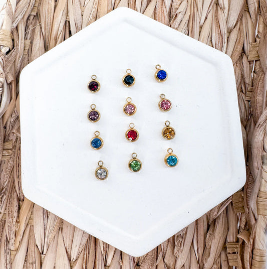 18k Gold Plated and Stainless Steel MINI BIRTH STONE Charms