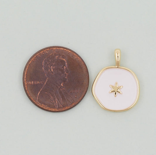 18k Gold Filled North Star Pendant + Enamel coloring