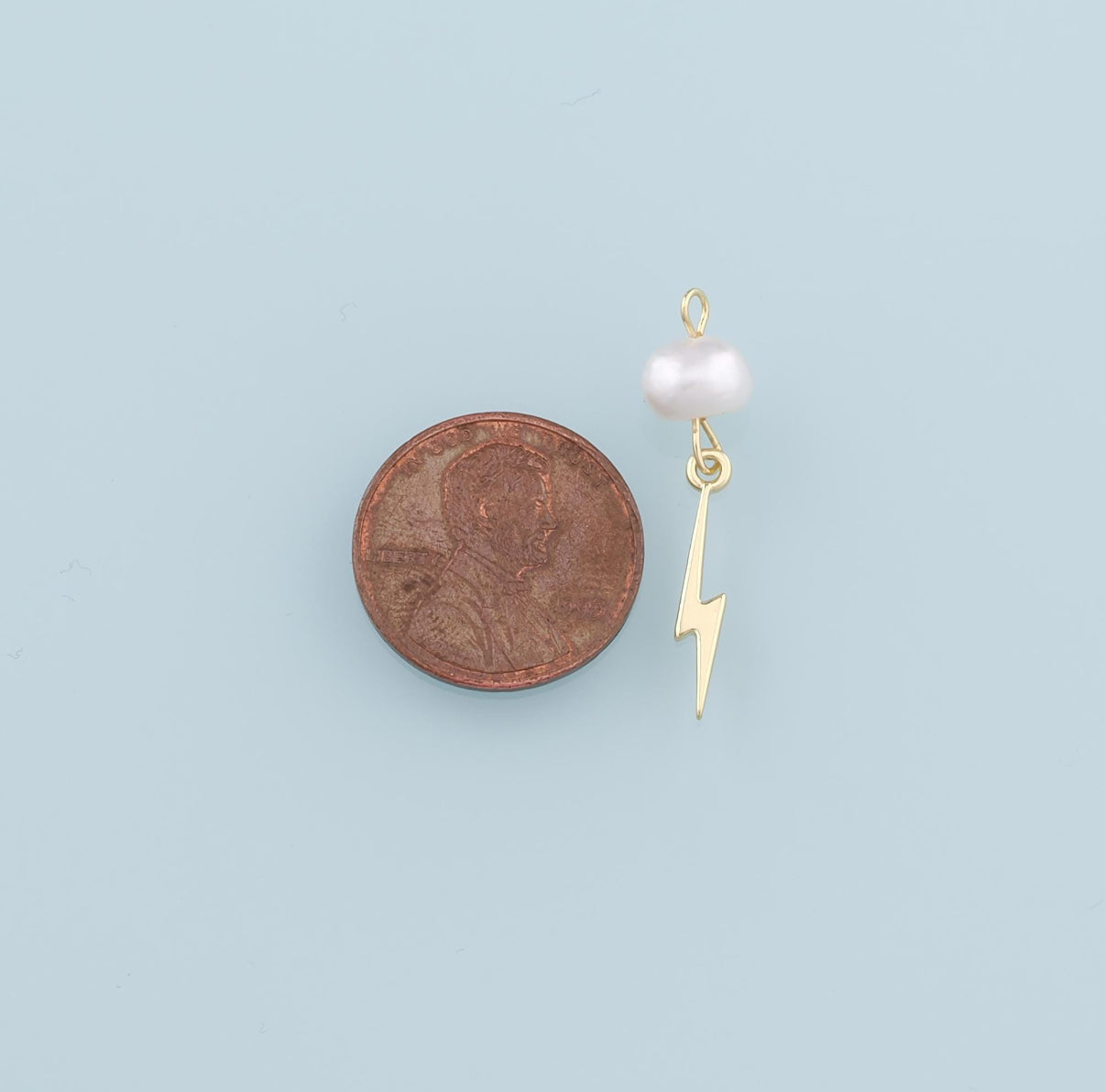 18k Gold Filled Pearl Lightning Bolt Pendant