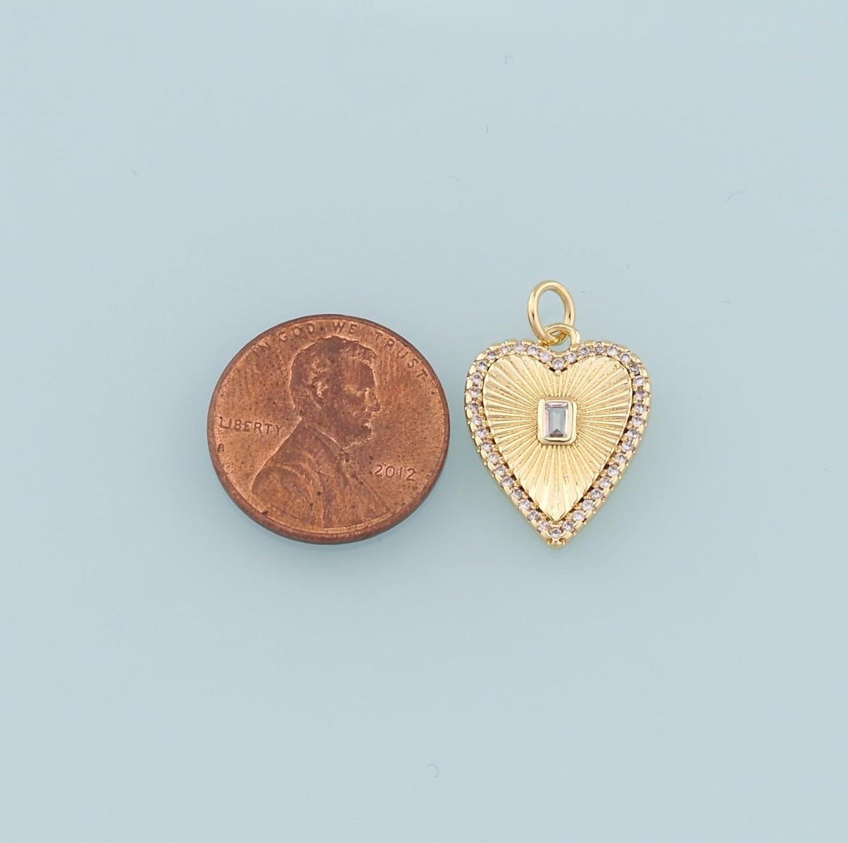18k Gold Filled + CZ Heart Charm