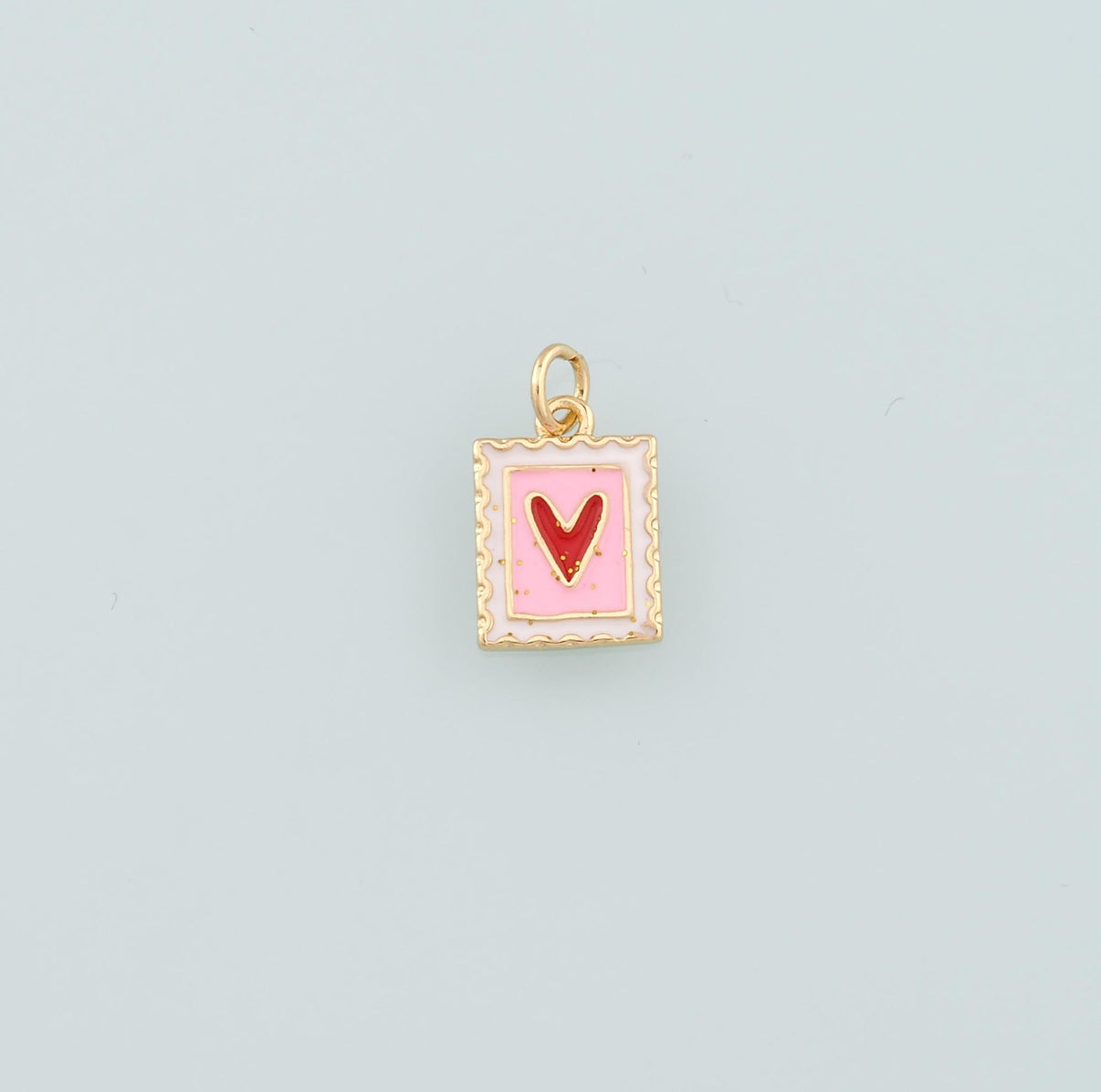 18k Gold Filled Heart Postage Charm