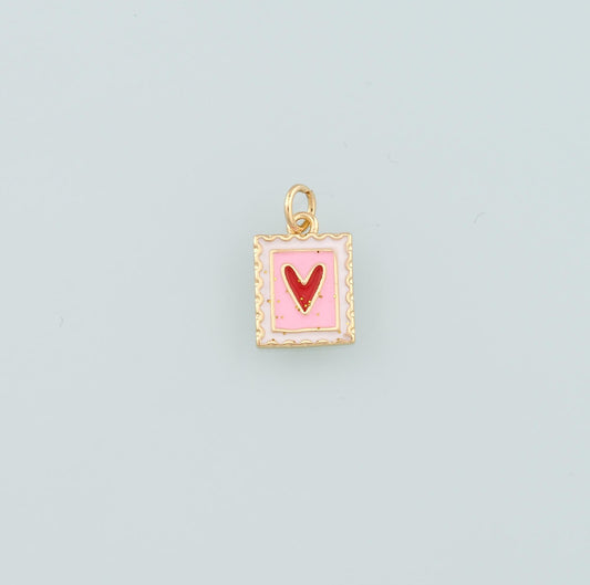 18k Gold Filled Heart Postage Charm