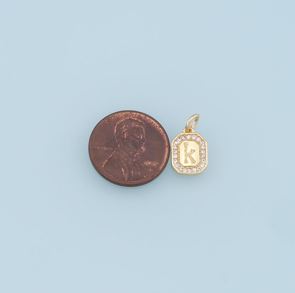 18k Gold Filled CZ Initial Pendant