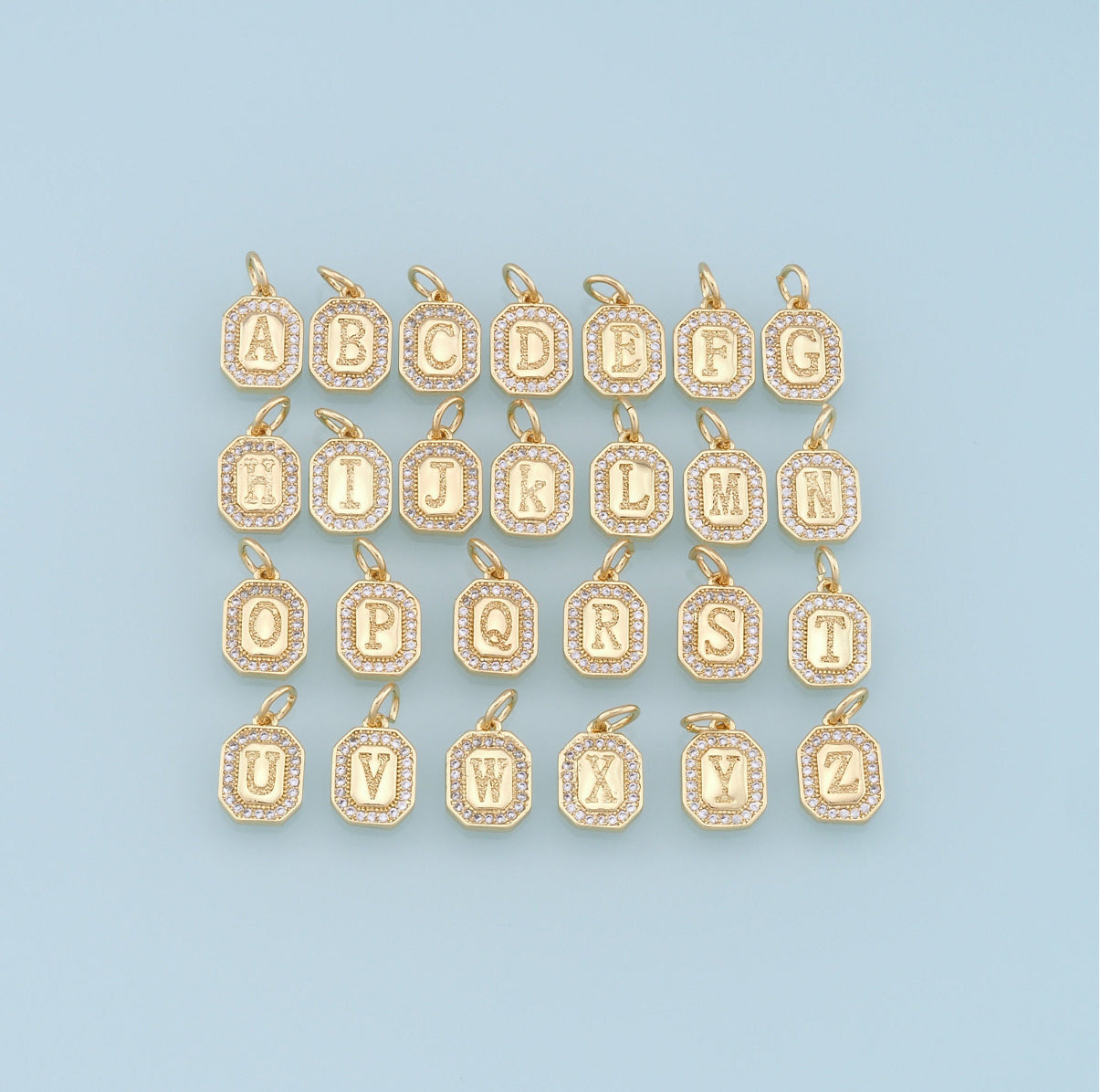 18k Gold Filled CZ Initial Pendant