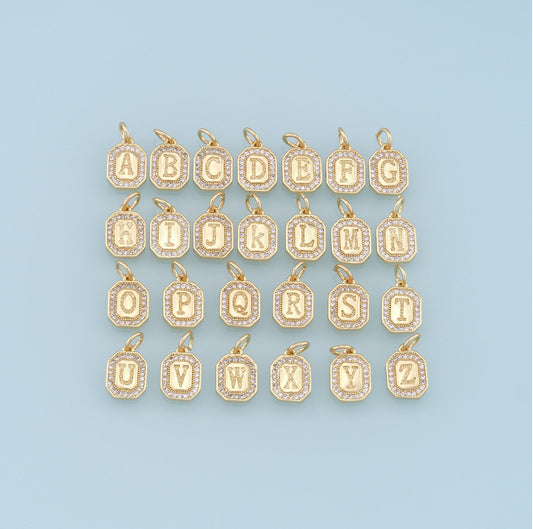 18k Gold Filled CZ Initial Pendant