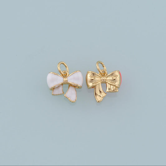 18k Gold Filled Bow Charm + Enamel coloring.
