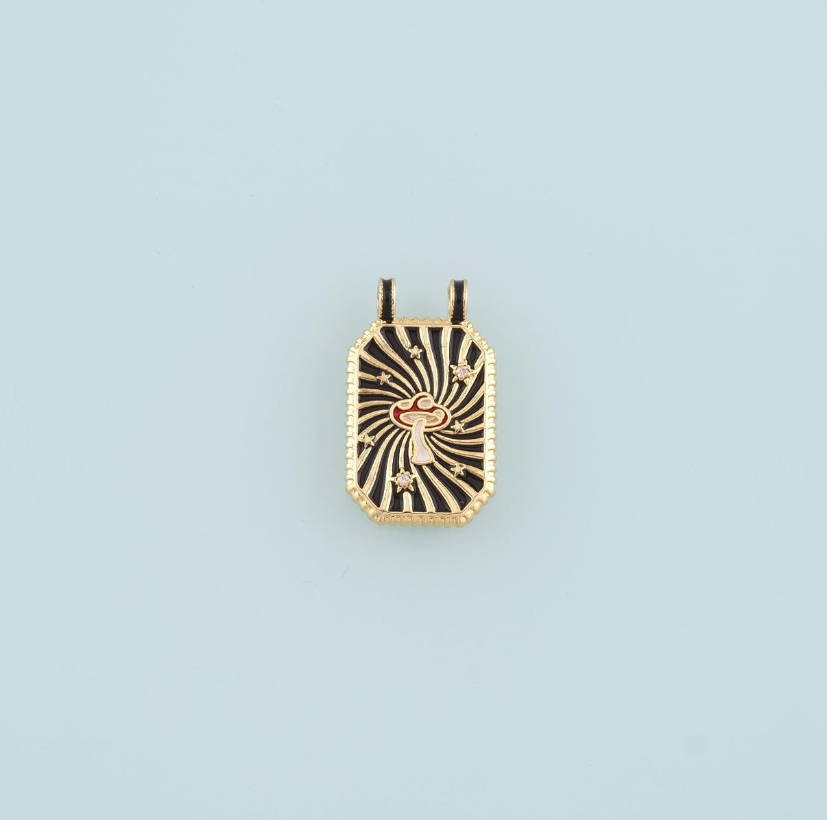 18k Gold Filled Mushroom + CZ Pendant