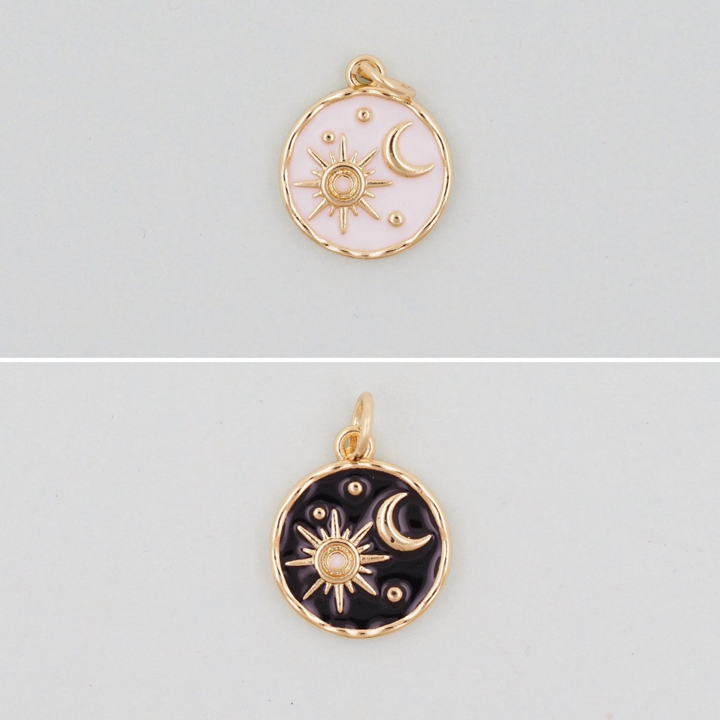 18k Gold Filled Sun/Moon Pendant with Enamel coloring