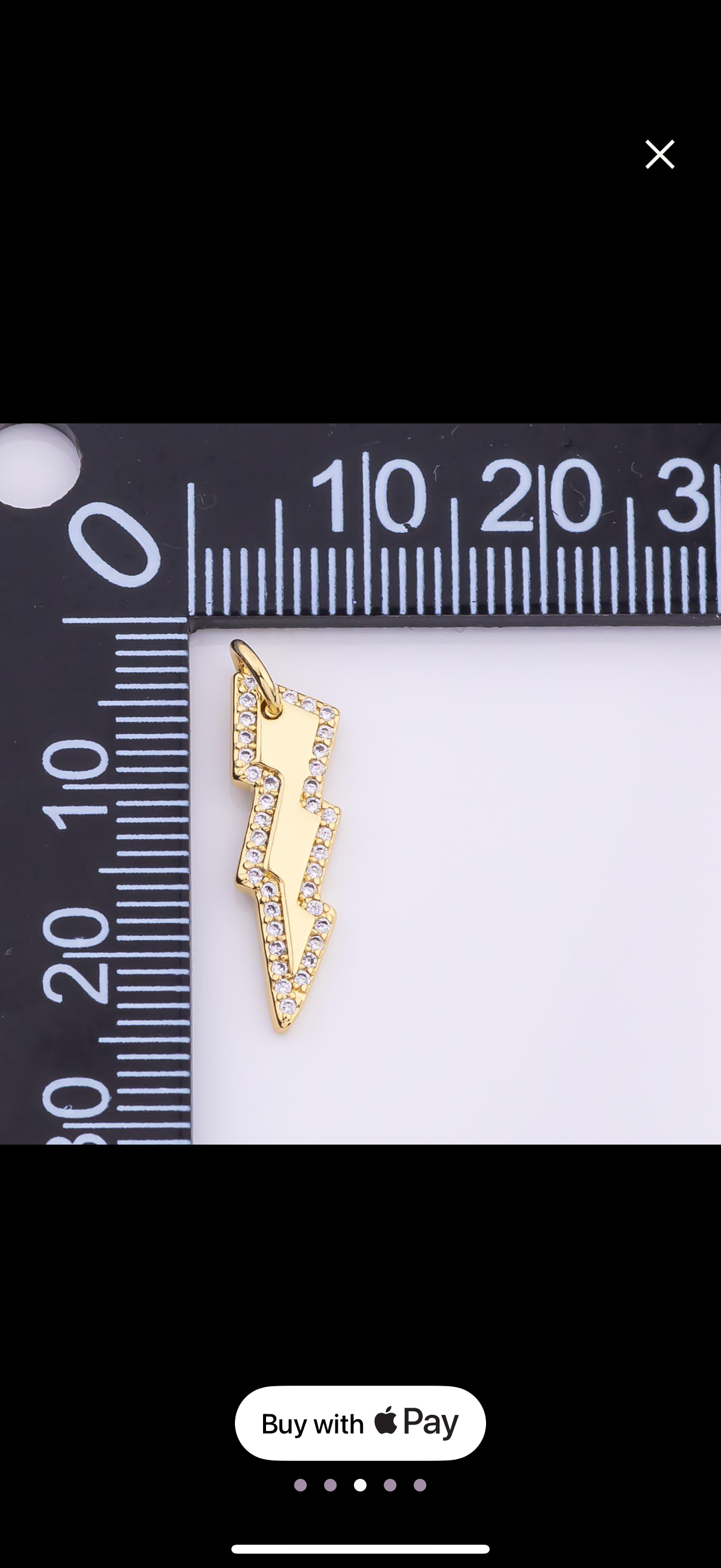 18k CZ Lightning Bolt Charm 6x20mm Gold Filled