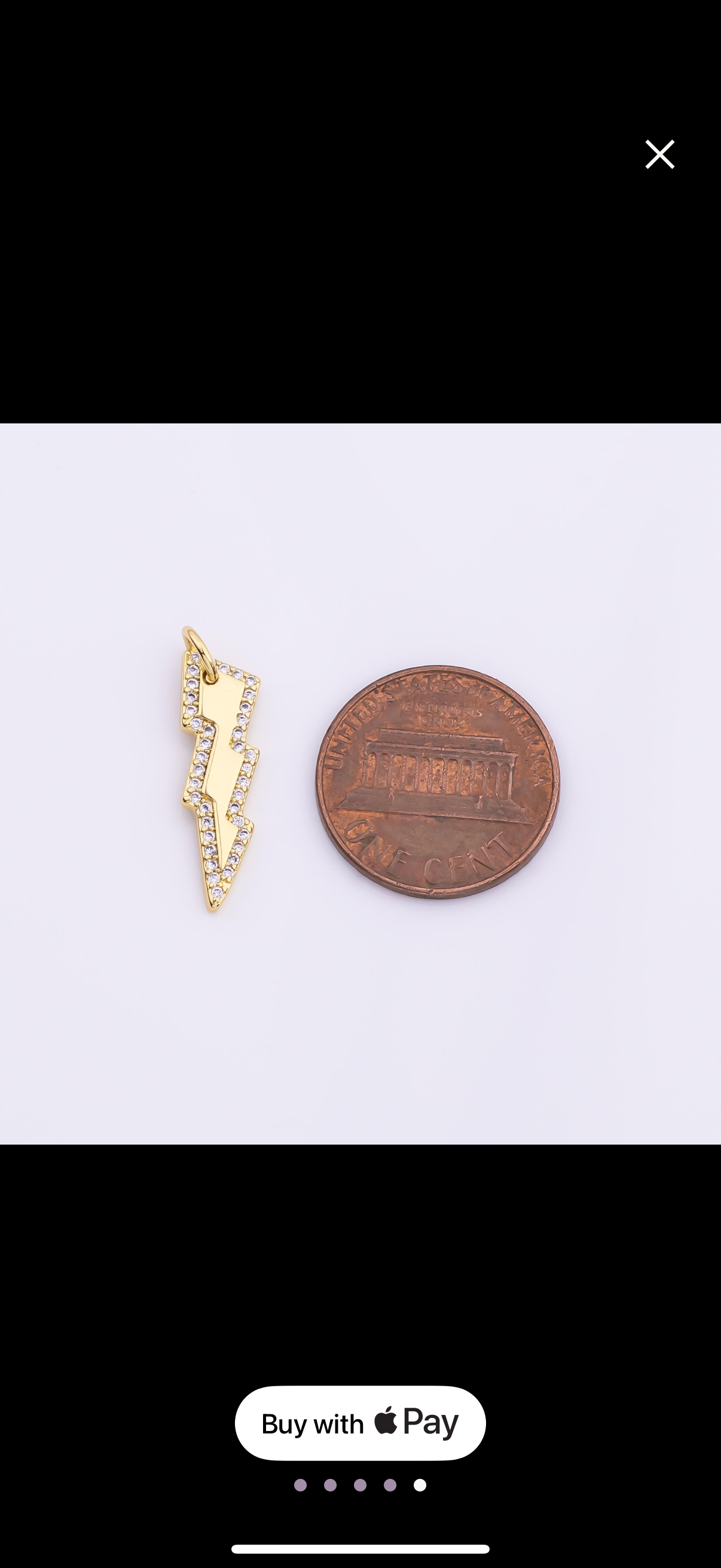 18k CZ Lightning Bolt Charm 6x20mm Gold Filled