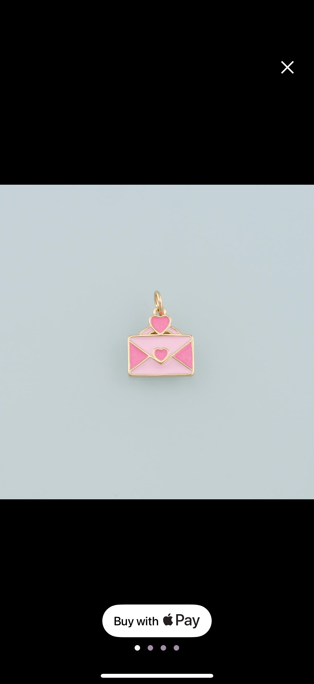 18K Gold Filled Envelope Pendant,Enamel Love Letter Charm