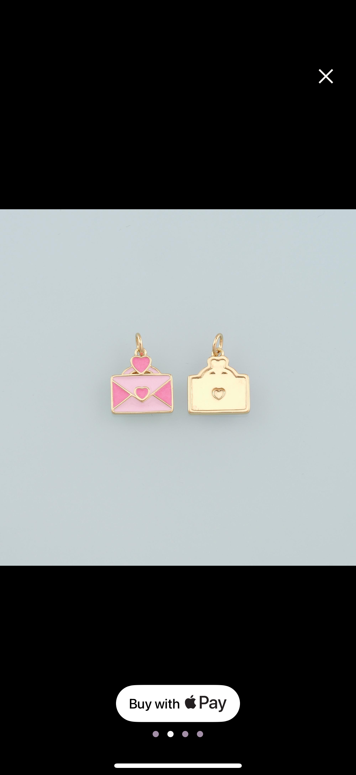 18K Gold Filled Envelope Pendant,Enamel Love Letter Charm