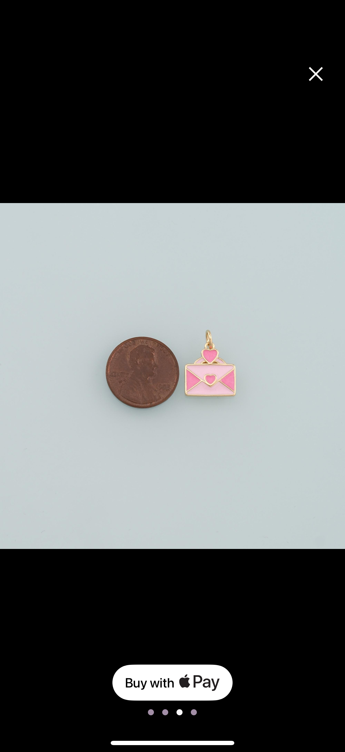 18K Gold Filled Envelope Pendant,Enamel Love Letter Charm