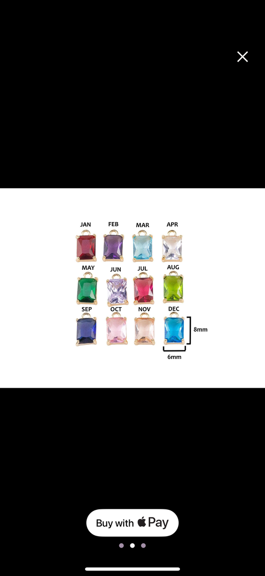 birthstone charms - rectangle made in usa  14/20 gold filled 6x8mm